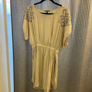 Express silk mini dress, with embellishments on shoulders